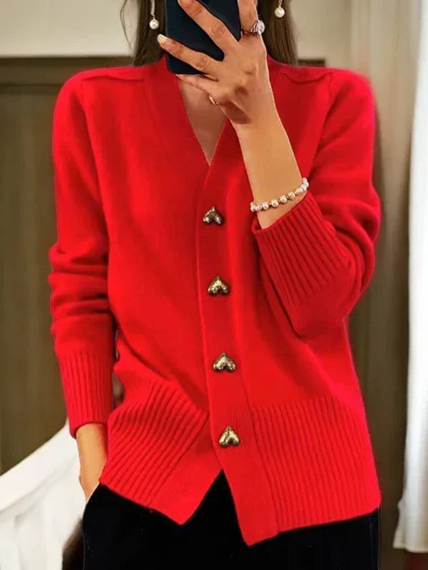 Damen Cardigan Regular Fit Casual mit romantischen Knöpfen