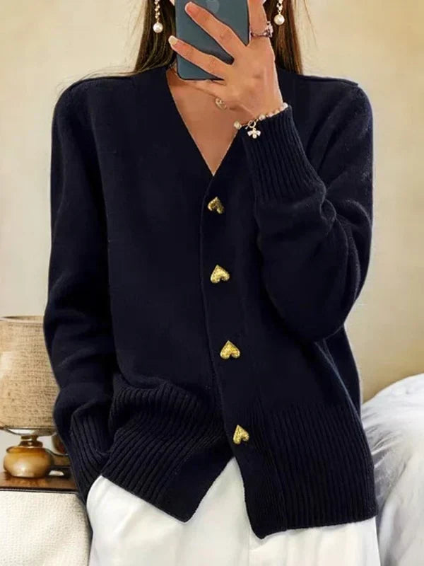 Damen Cardigan Regular Fit Casual mit romantischen Knöpfen