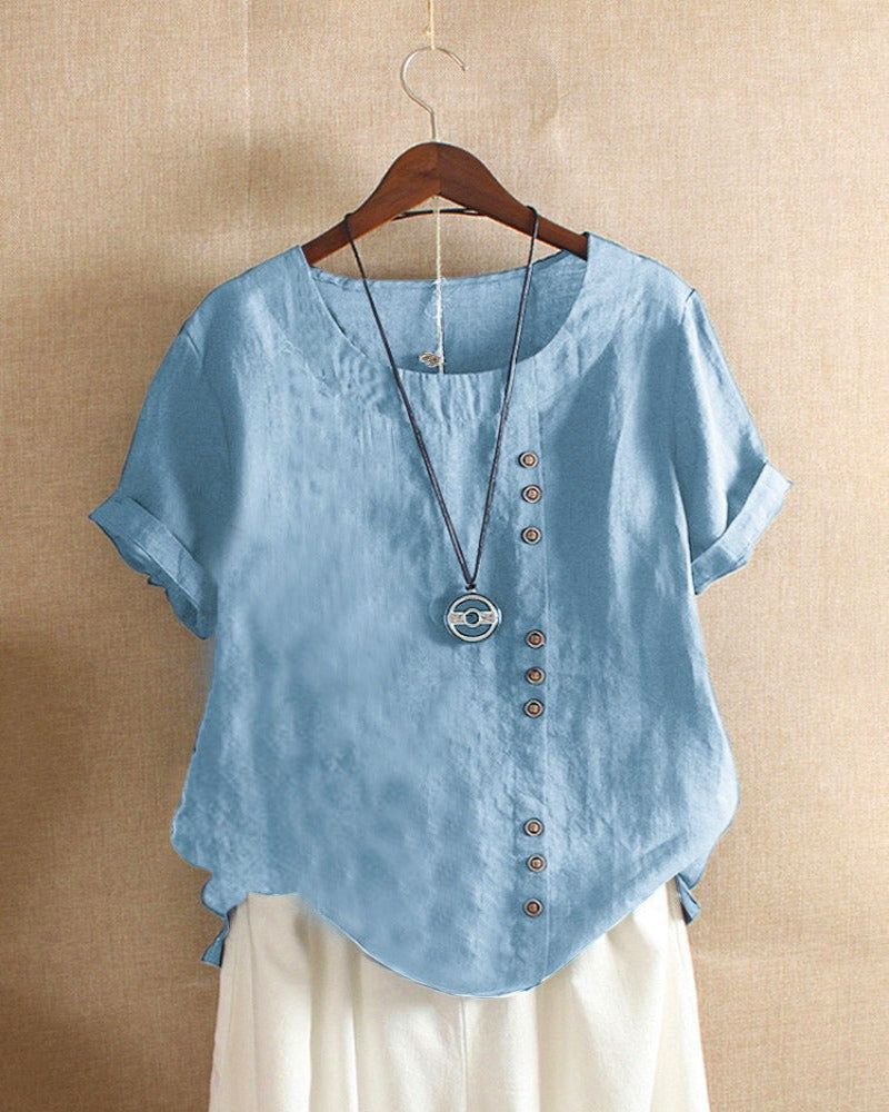 Damen Bluse Regular Fit Kurzarm Casual Elegant