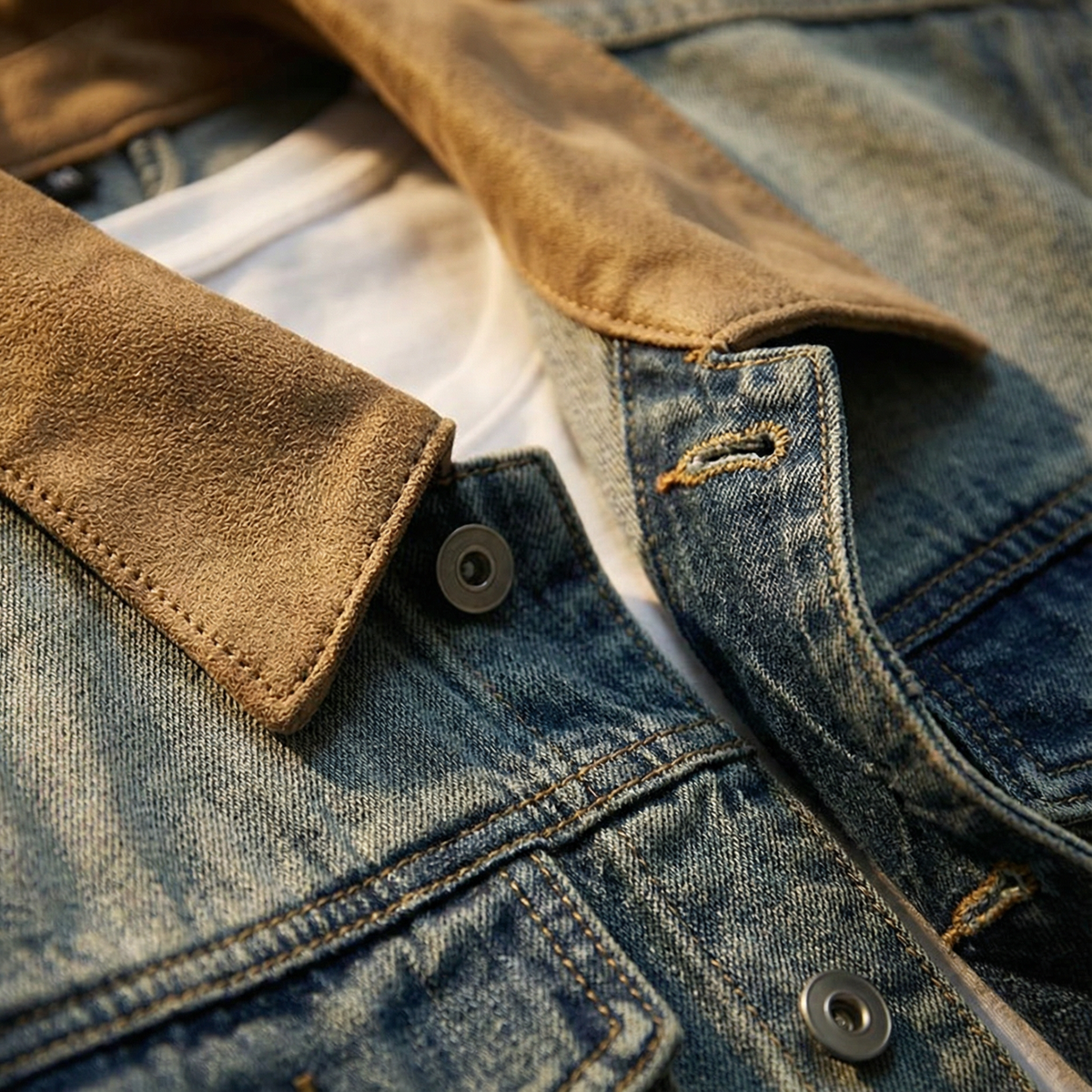 Herren Denimjacke Regular Fit Freizeit Vintage-Stil