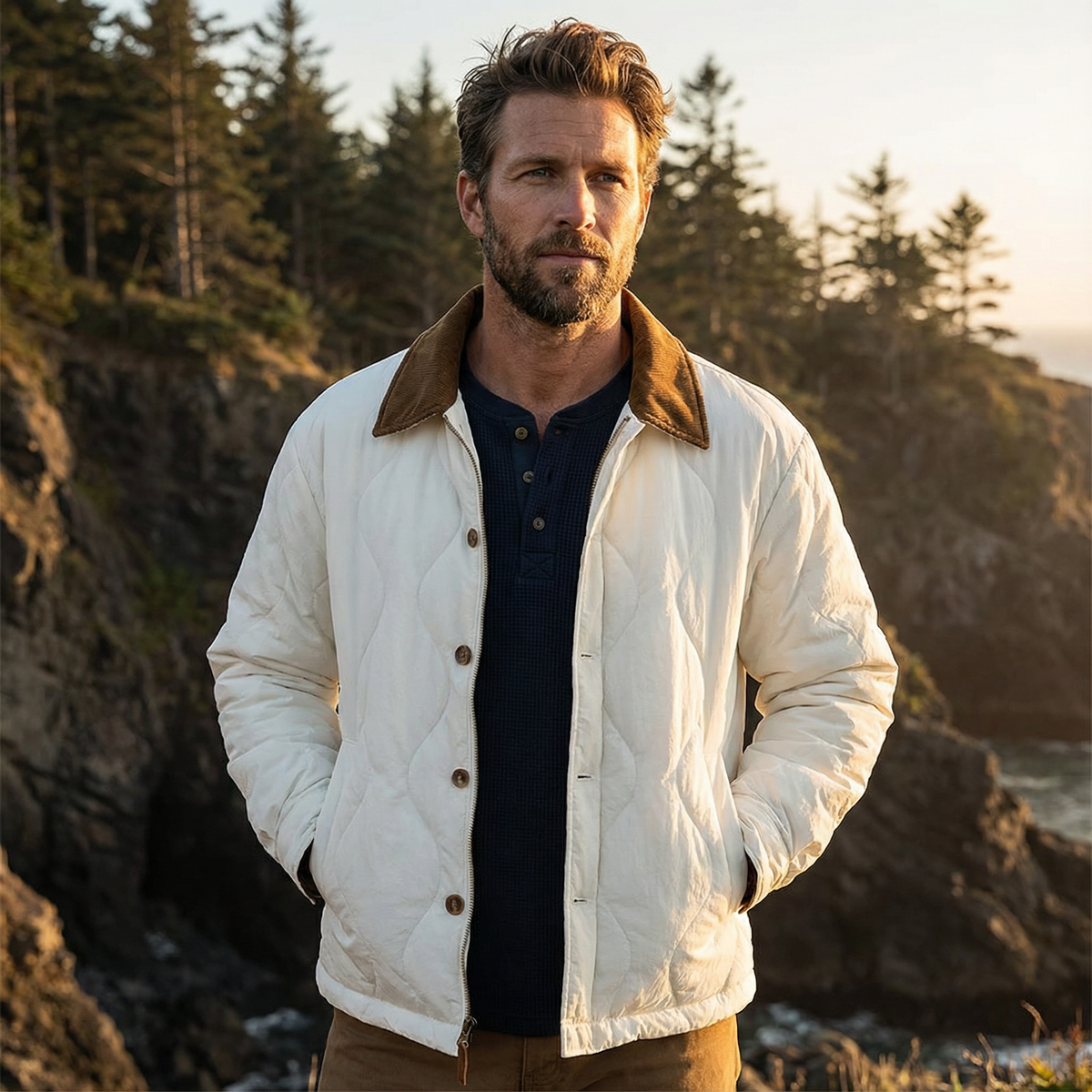 Herren Steppjacke Regular Fit Freizeit warm und robust