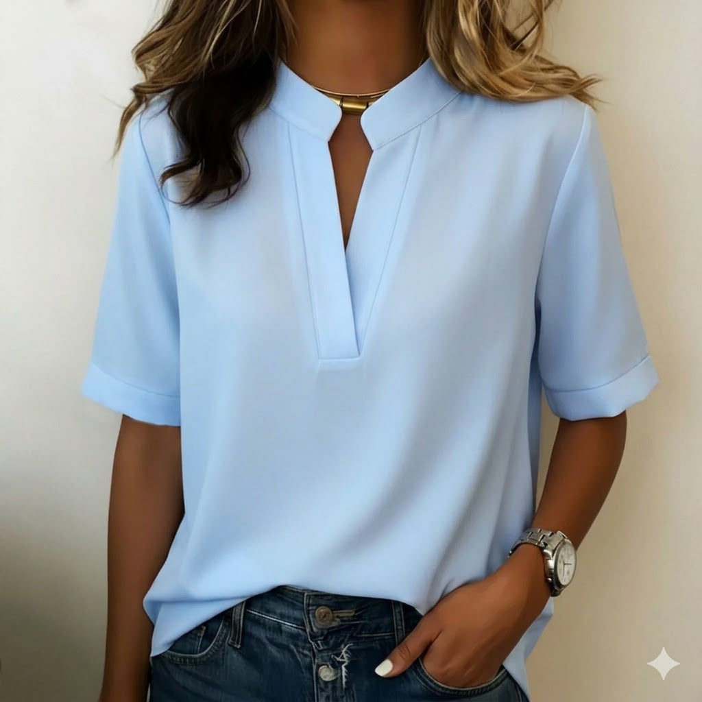 Damen Bluse Regular Fit Elegant mit raffiniertem Kragen