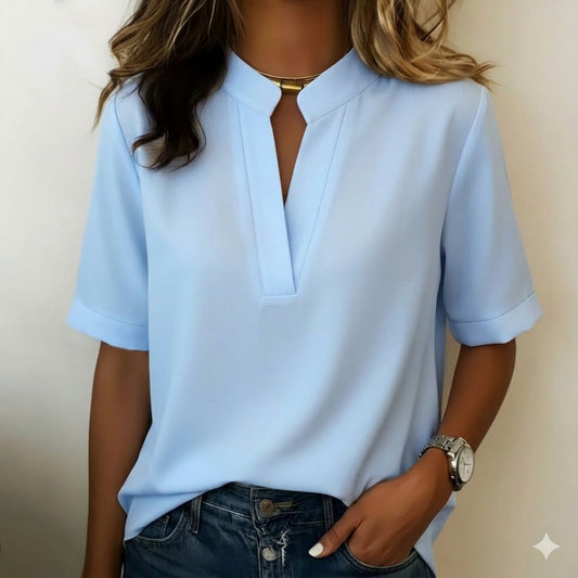 Damen Bluse Regular Fit Elegant mit raffiniertem Kragen