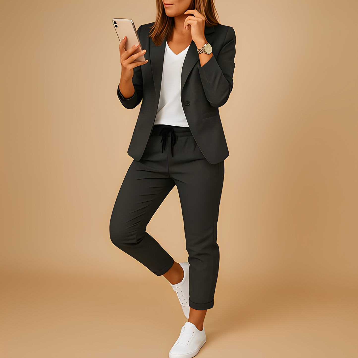 Damen Slim Fit Blazer und Hose Business Elegant