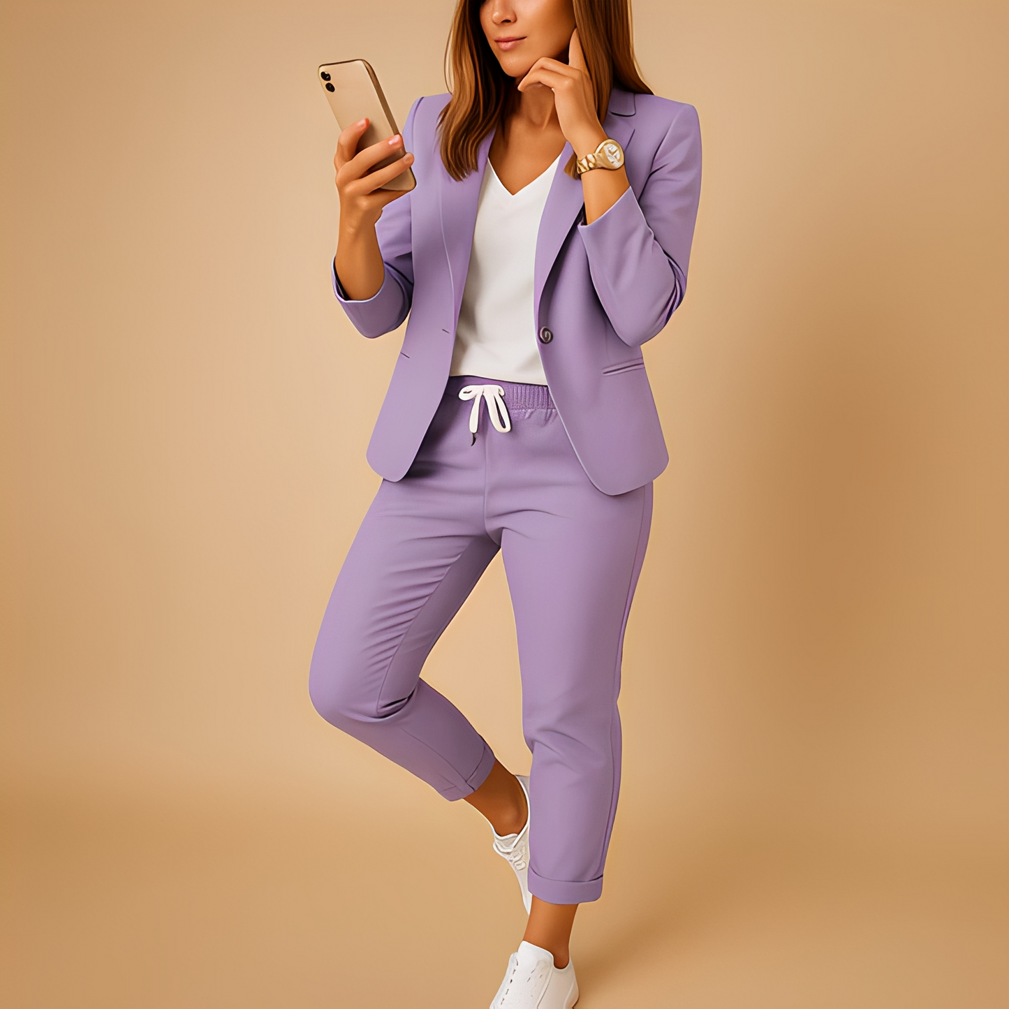 Damen Slim Fit Blazer und Hose Business Elegant