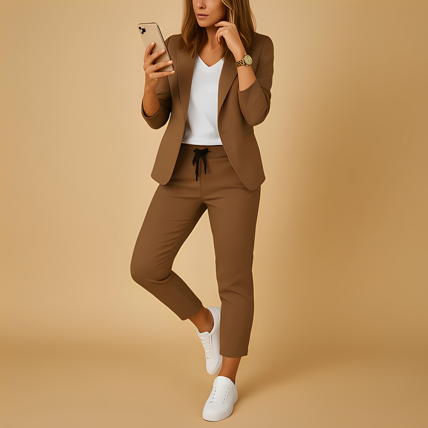 Damen Slim Fit Blazer und Hose Business Elegant