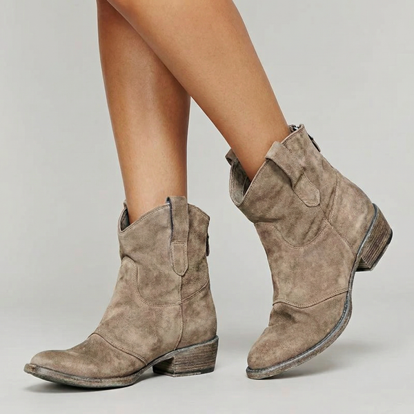 Damen Western-Stiefeletten Lederoptik mit spitzer Zehenform