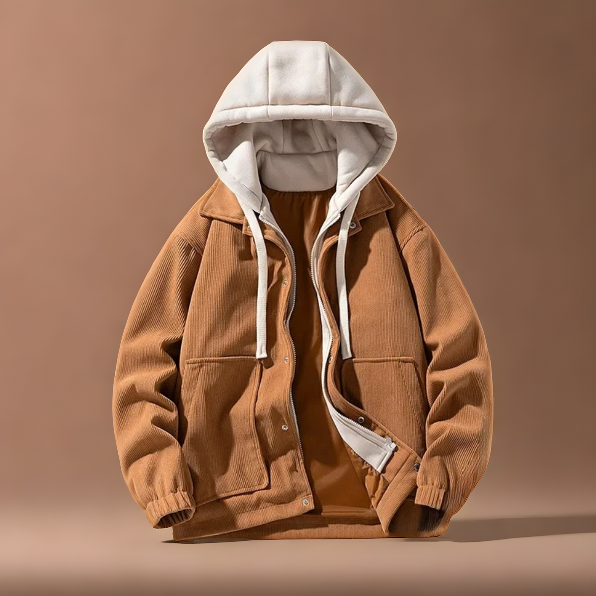 Damen Jacke Regular Fit mit Umlegekragen und Kapuze