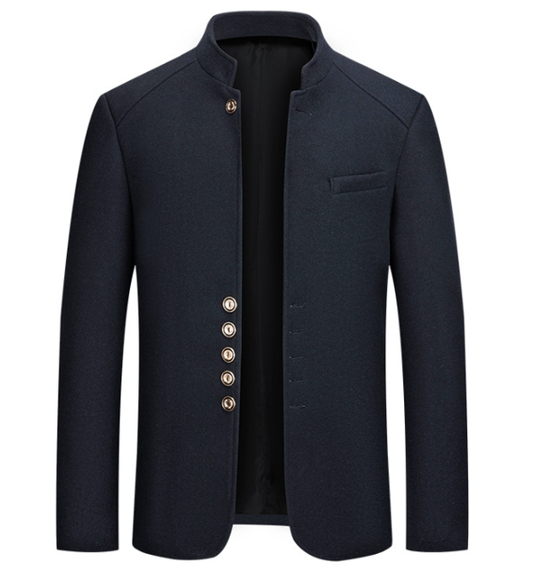 Herren Stehkragenjacke Regular Fit mit Mehrknopfverschluss und Stehkragen