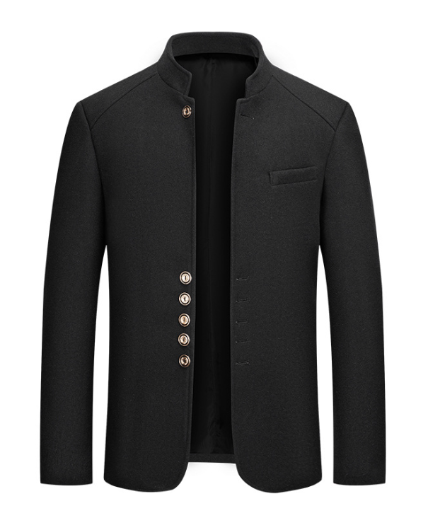 Herren Stehkragenjacke Regular Fit mit Mehrknopfverschluss und Stehkragen