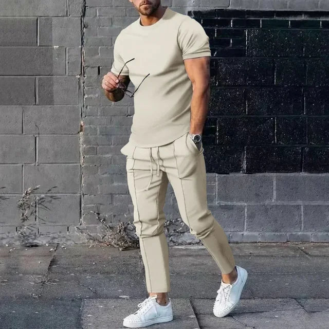 Herren Freizeit Set – Zweiteiler mit T-Shirt & Hose im modernen Slim Fit