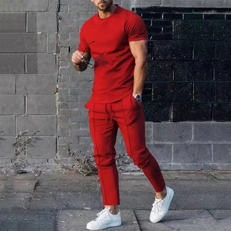 Herren Freizeit Set – Zweiteiler mit T-Shirt & Hose im modernen Slim Fit
