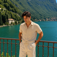 Elegantes Herren Strick-Set in Feinripp-Optik | Hemd & Shorts