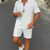 Modernes Herren-Set mit 3D-Waffelstruktur | Hemd & Shorts