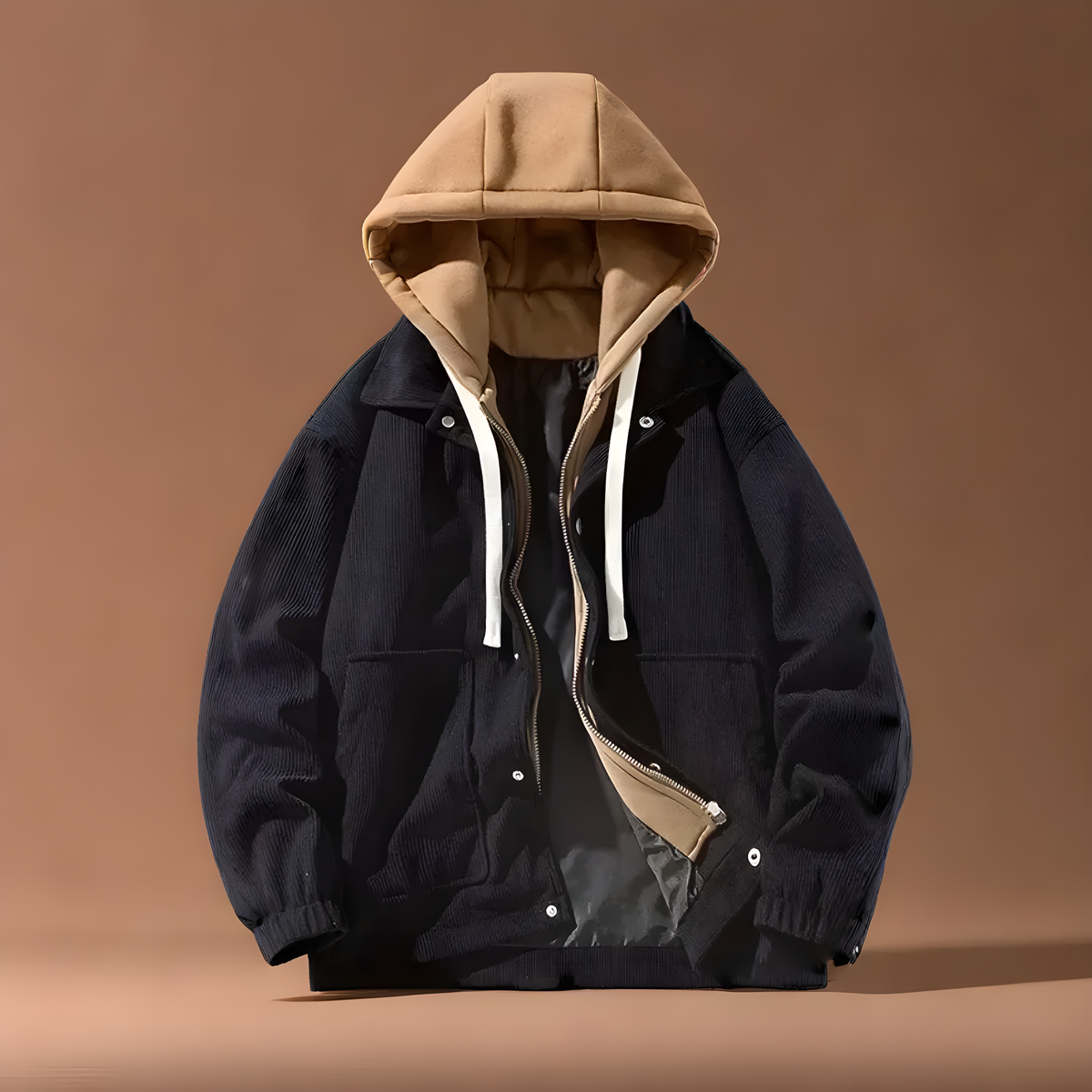 Damen Jacke Regular Fit mit Umlegekragen und Kapuze