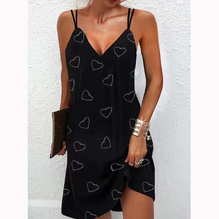 Sendy | Mini Sommerkleid mit doppelten Spaghettiträgern | Slim Fit V-Ausschnitt Kleid für Damen