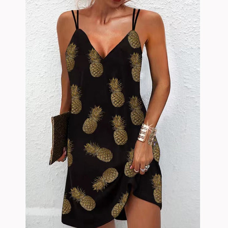 Sendy | Mini Sommerkleid mit doppelten Spaghettiträgern | Slim Fit V-Ausschnitt Kleid für Damen