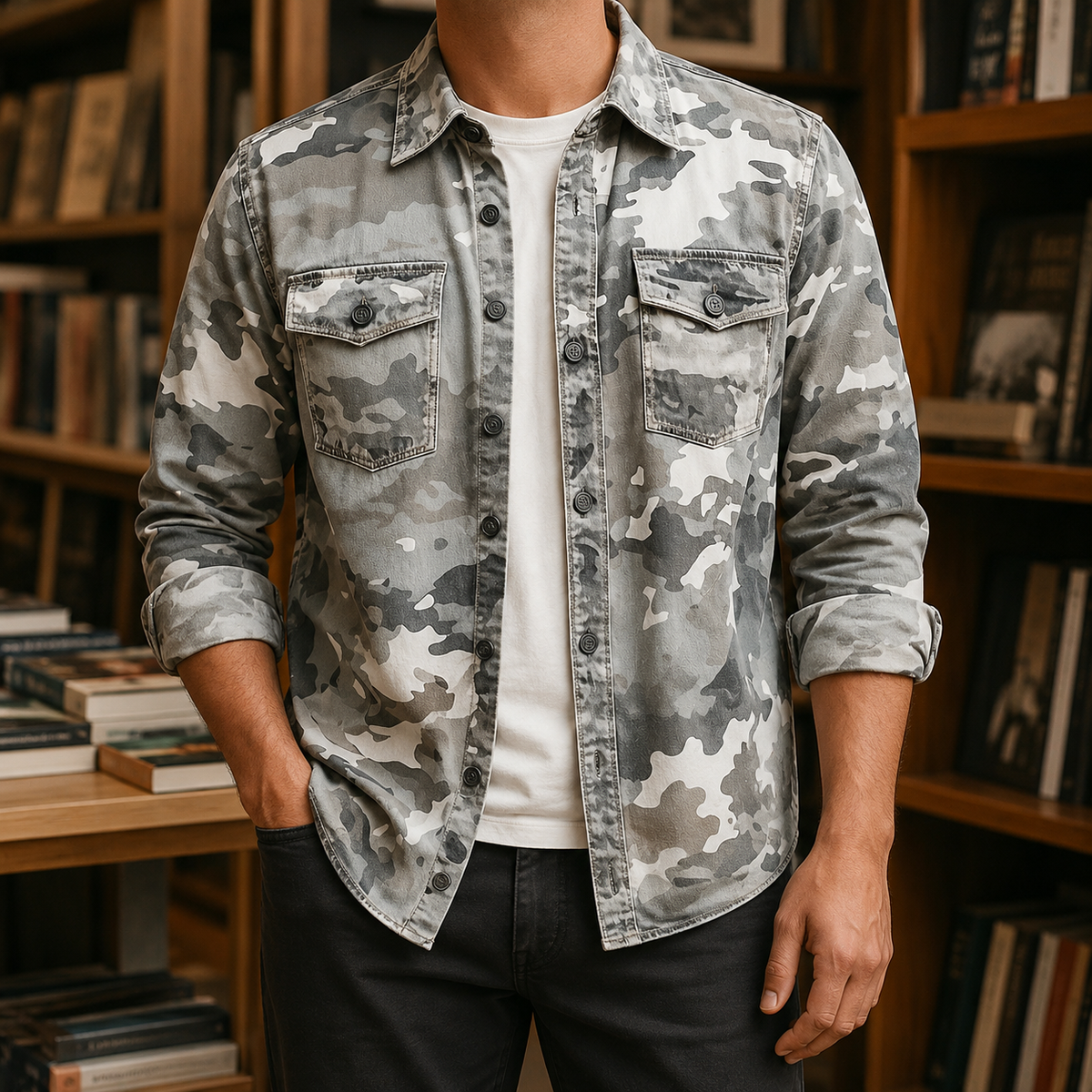 Herren Camo Jacke Regular Fit Casual Utility Style