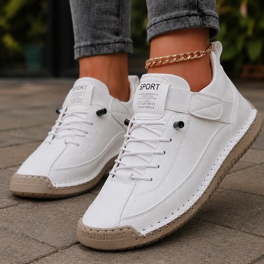 Damen Schnürsneaker mit Knöchelriemen und Kontrastsohle
