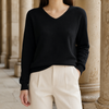 Damen Pullover Regular Fit mit V-Ausschnitt und Rippbündchen