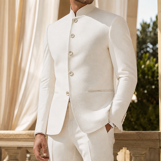 Herren Nehru-Jacke Slim Fit mit Mehrknopfverschluss und Nehru-Kragen