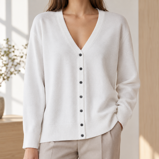 Damen Cardigan Relaxed Fit mit V-Ausschnitt und Knopfleiste