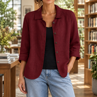 Damen Relaxed Fit Blazer Freizeit mit Knopfleiste