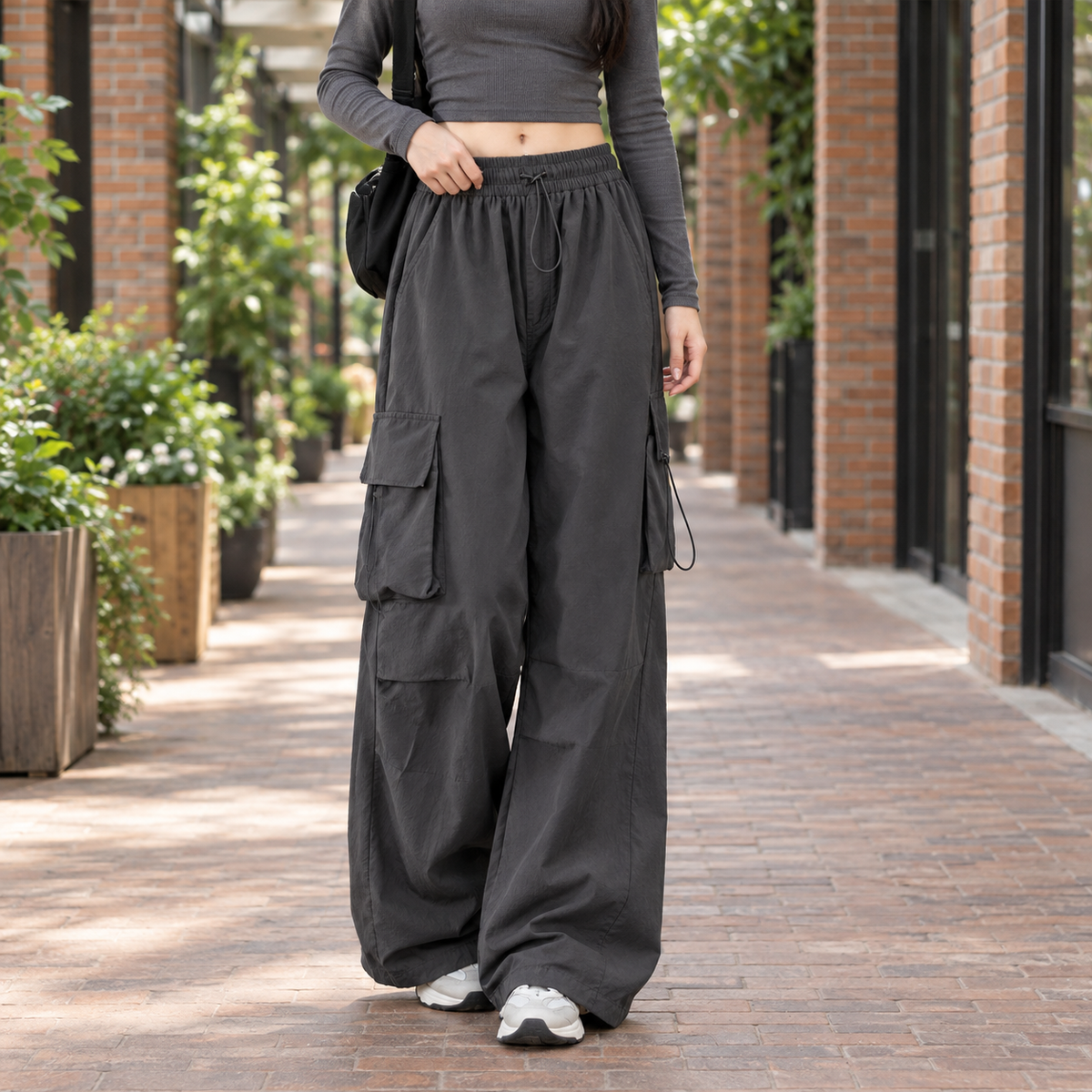 Damen Weite Beinhose Relaxed Fit Freizeit
