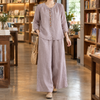 Damen Zweiteiler Relaxed Fit Freizeit mit Blumenstickerei
