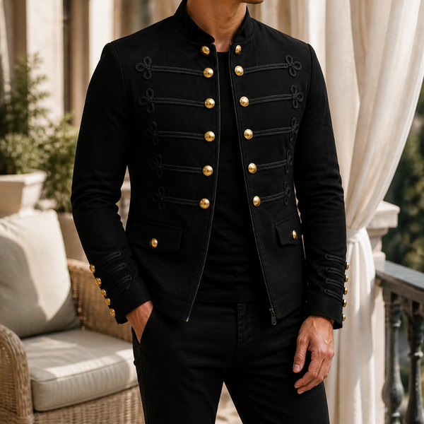 Herren Militärjacke Slim Fit mit Reißverschluss und Stehkragen