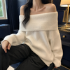 Damen Off-Shoulder Pullover Oversize mit Ballonärmeln