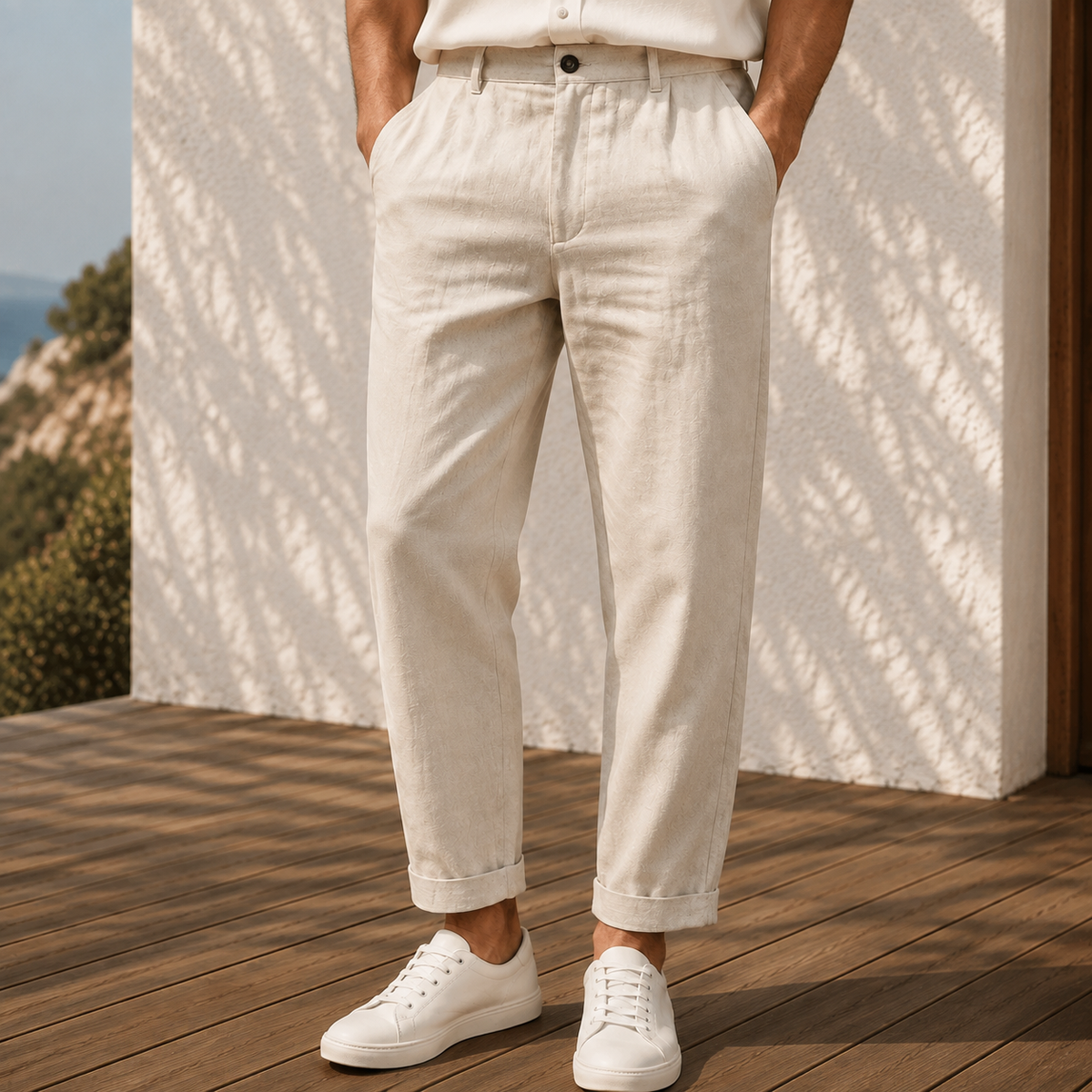 Herren Hose mit Knopfbund, leicht zulaufend