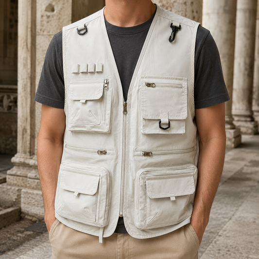 Utility-Weste Herren Regular Fit Freizeit mit Multi-Taschen
