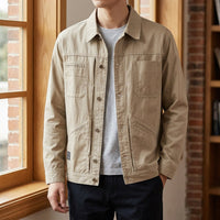 Herren Utility-Jacke Relaxed Fit mit Knopfverschluss und Umlegekragen