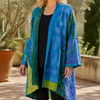 Damen Cardigan Oversize Patchwork mit offener Front