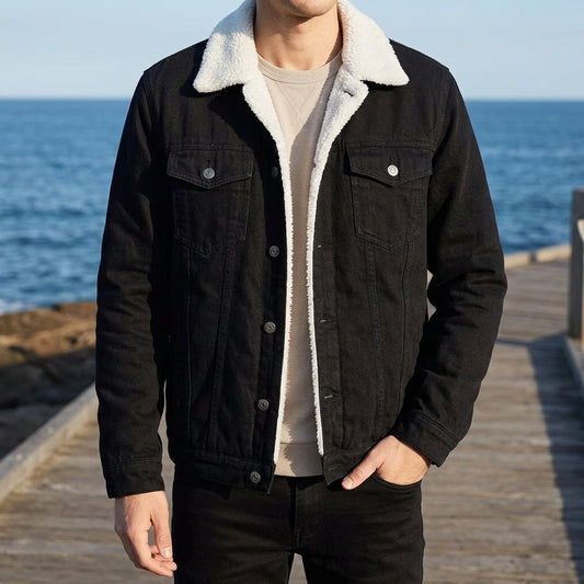 Herren Jacke Relaxed Fit mit Knopfverschluss und gefüttertem Innenfutter