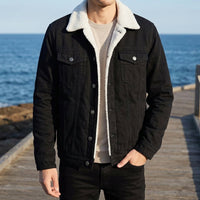 Herren Jacke Relaxed Fit mit Knopfverschluss und gefüttertem Innenfutter