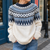 Damen Fair-Isle-Pullover Oversize mit gemusterter Passe