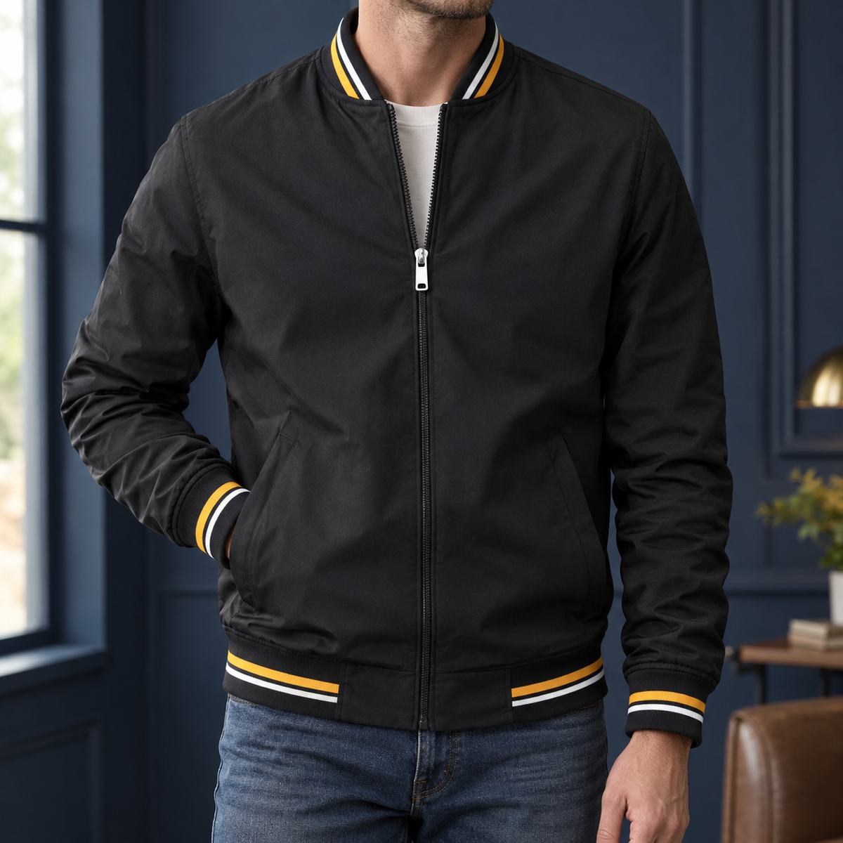 Varsity-Jacke Herren Regular Fit Freizeit bequem vielseitig