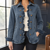 Damen Rüschendetails Taillierte Denimjacke Freizeit