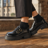 Damen Doppel-Monk-Schuhe mit Plattformsohle und Blockabsatz