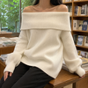Damen Off-Shoulder Pullover Relaxed Fit mit langen Ärmeln