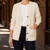 Damen Pullover Regular Fit mit V-Ausschnitt und Knopf-Frontdesign