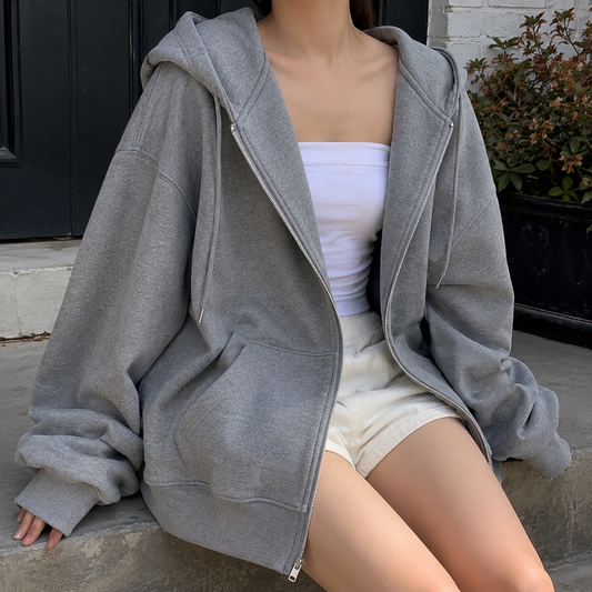 Damen Oversized Hoodie Relaxed Fit mit Kordelzugkapuze
