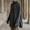 Damen Oversize Pullover mit gestapeltem Kragen und asymmetrischem Saum