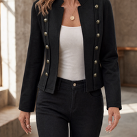 Damen Slim Fit Militärjacke Freizeit mit Stehkragen