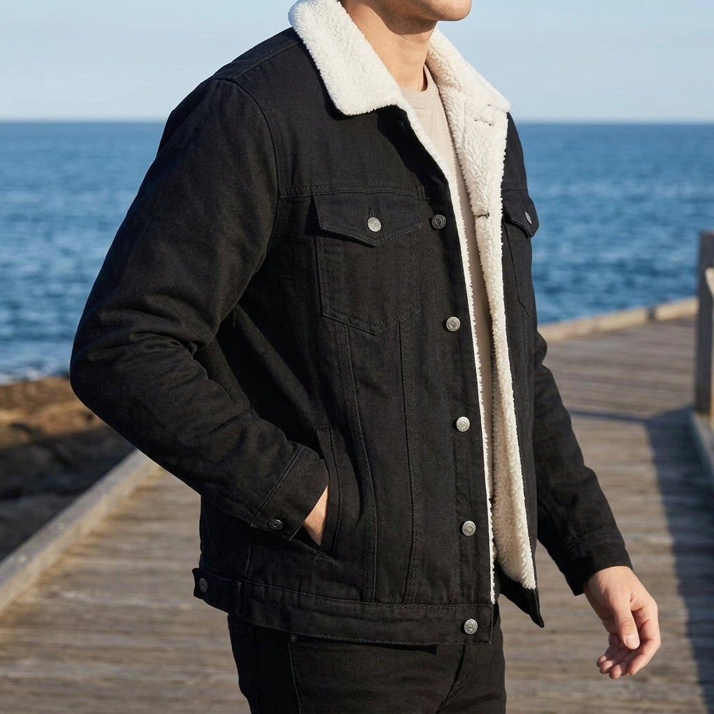 Herren Jacke Relaxed Fit mit Knopfverschluss und gefüttertem Innenfutter