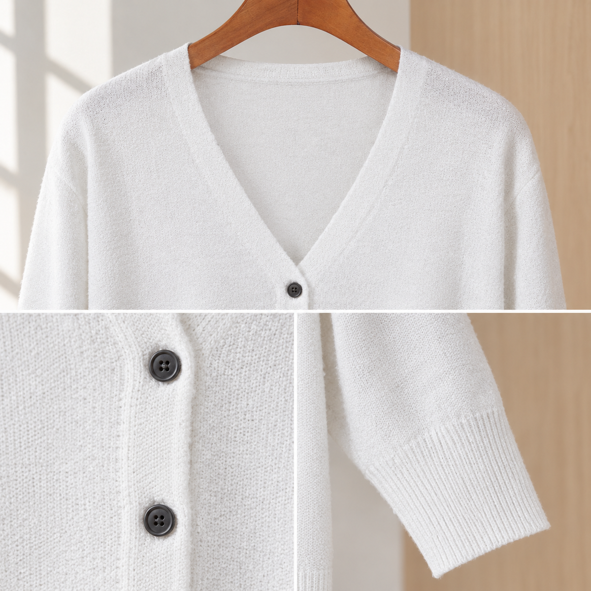 Damen Cardigan Relaxed Fit mit V-Ausschnitt und Knopfleiste