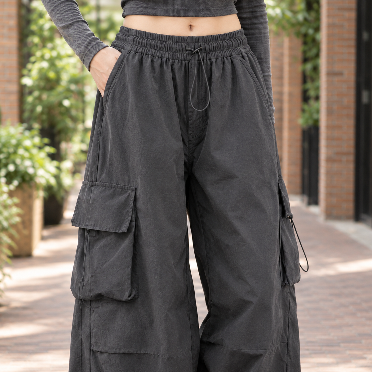 Damen Weite Beinhose Relaxed Fit Freizeit