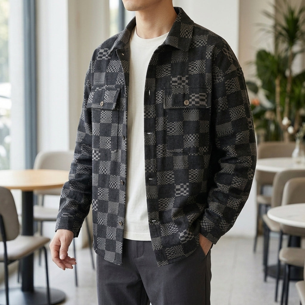 Herren Jacke Relaxed Fit mit Knopfverschluss und Brusttaschen